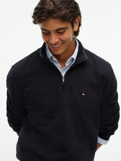 Tommy Hilfiger French Rib Quarter-Zip Sweatshirt - Black MW0MW40042_BDS_alternate3_ay