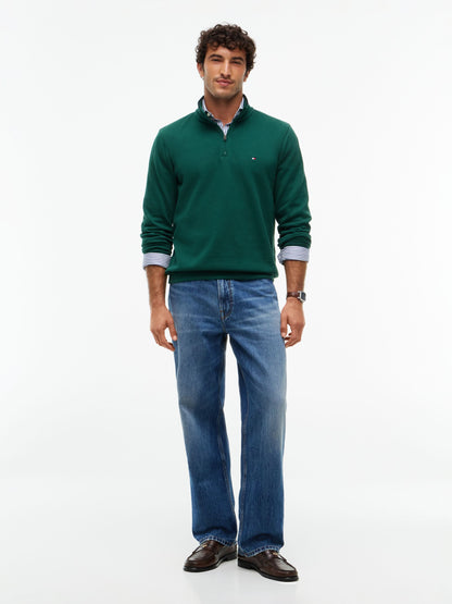 Tommy Hilfiger French Rib Quarter-Zip Sweatshirt - Ornamental Green MW0MW40042_L6K_alternate2_ay