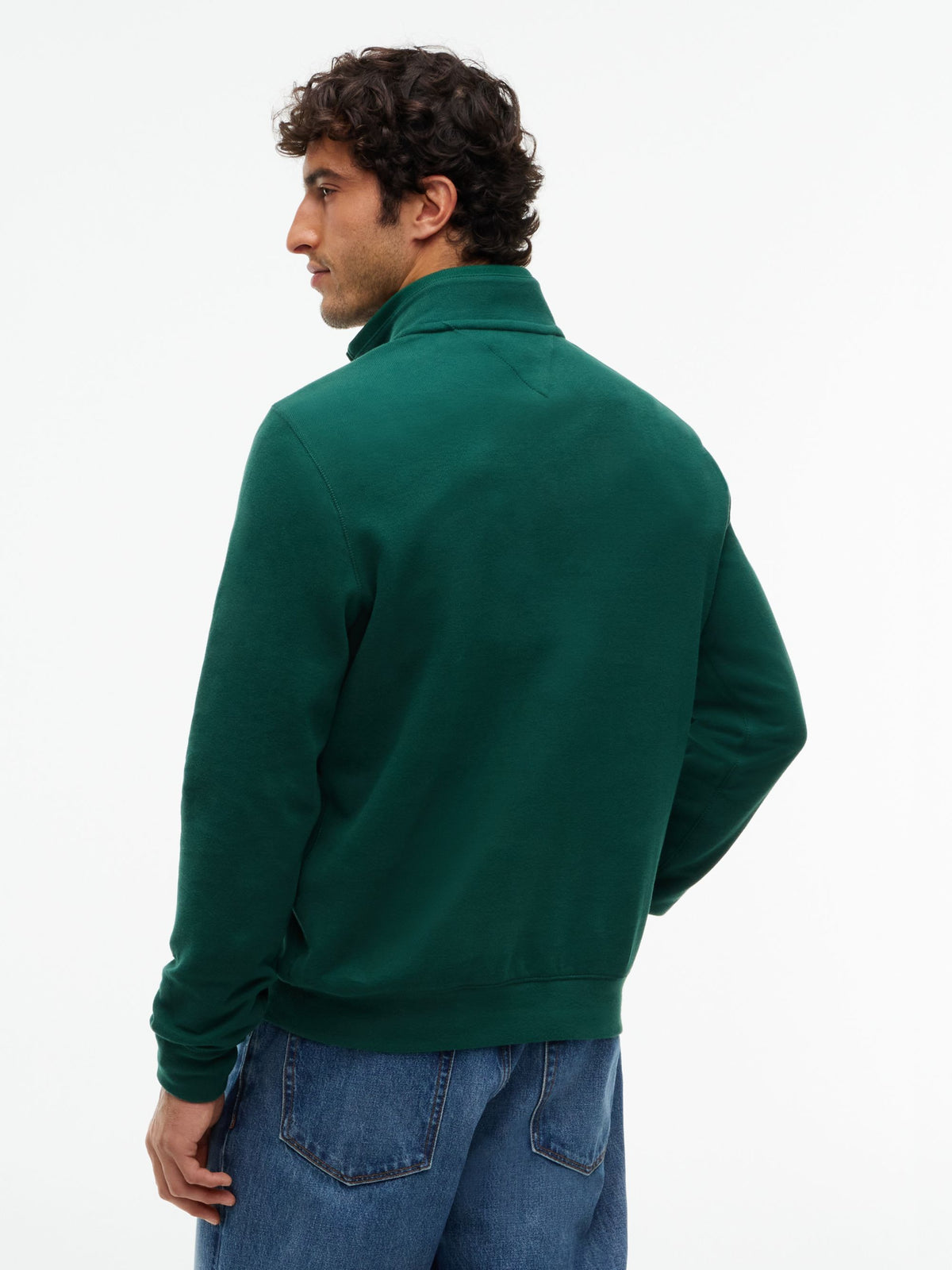 Tommy Hilfiger French Rib Quarter-Zip Sweatshirt - Ornamental Green MW0MW40042_L6K_alternate4_ay