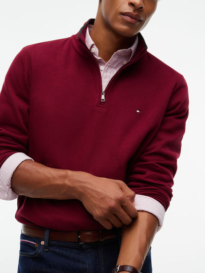 Tommy Hilfiger French Rib Quarter-Zip Sweatshirt - Burgundy MW0MW40042_VLP_alternate3_ay