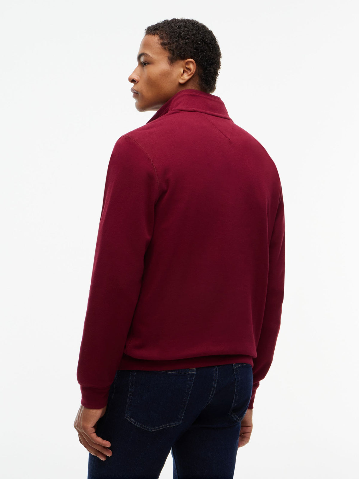 Tommy Hilfiger French Rib Quarter-Zip Sweatshirt - Burgundy MW0MW40042_VLP_alternate4_ay