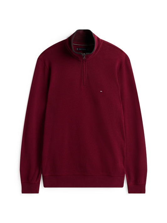 Tommy Hilfiger French Rib Quarter-Zip Sweatshirt - Burgundy MW0MW40042_VLP_main_ay