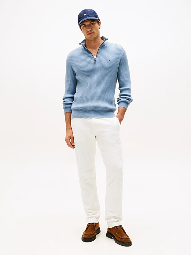 Tommy Hilfiger Quarter-Zip Jumper With Cashmere - Brisk Blue MW0MW40448_C2B_alternate2
