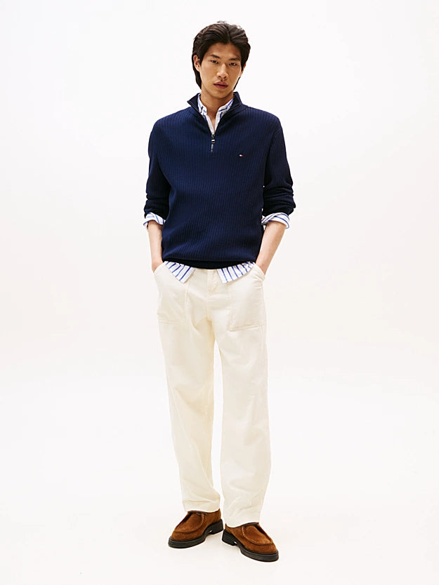 Tommy Hilfiger Quarter-Zip Jumper With Cashmere - Navy Blue MW0MW40448_DW5_alternate2