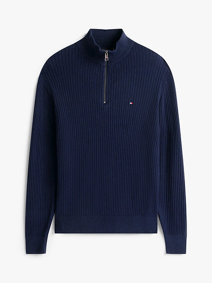 Tommy Hilfiger Quarter-Zip Jumper With Cashmere - Navy Blue MW0MW40448_DW5_alternate4