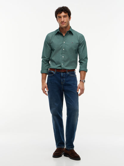 Tommy Hilfiger Flex Poplin Micro Print Shirt - Ornamental Green MW0MW40455_0H9_alternate2_ay