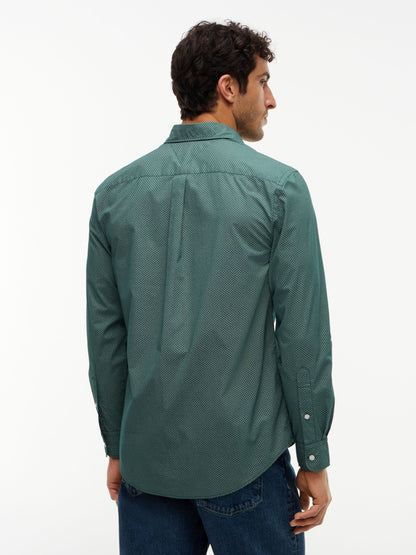 Tommy Hilfiger Flex Poplin Micro Print Shirt - Ornamental Green MW0MW40455_0H9_alternate4_ay