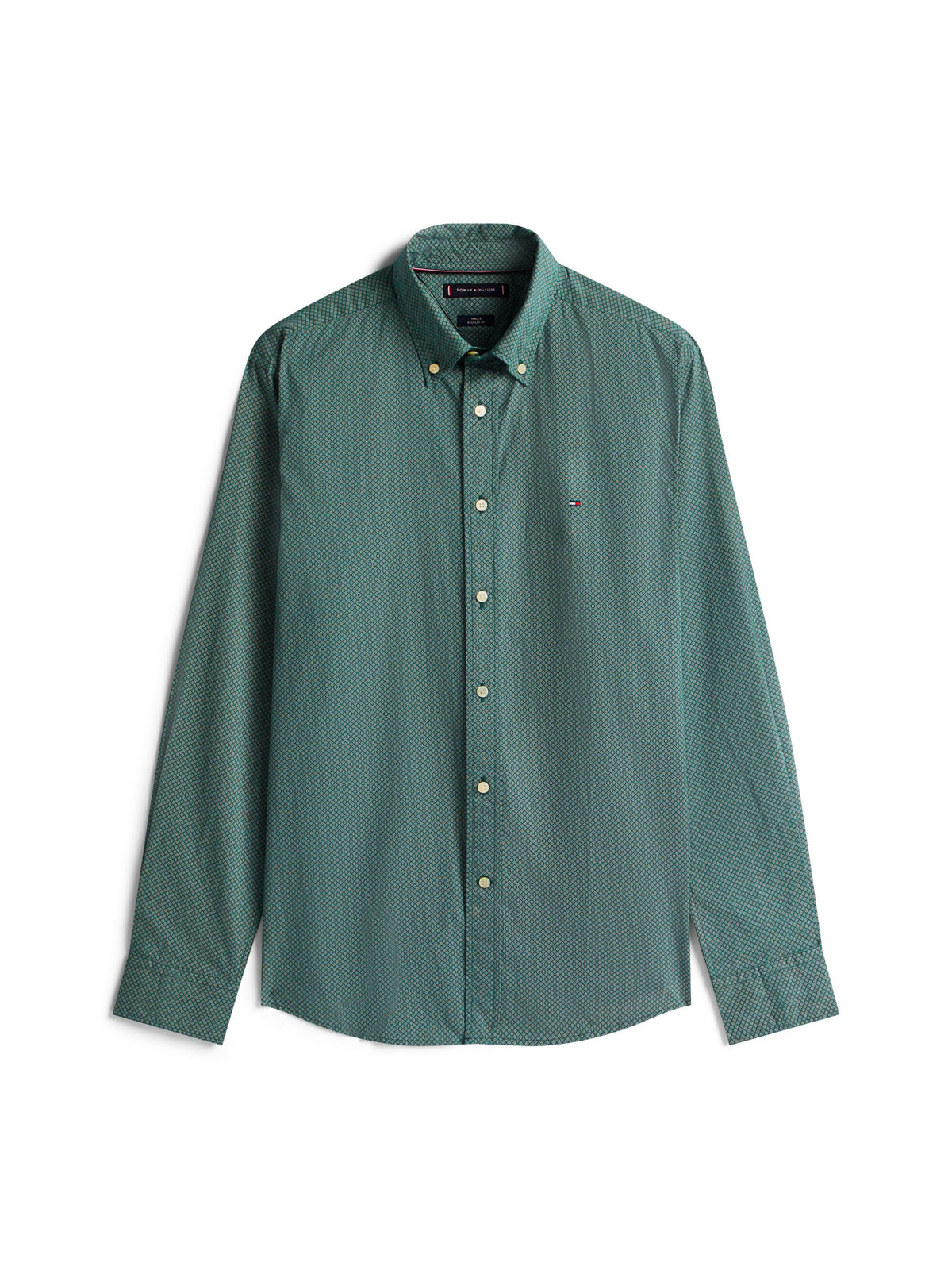 Tommy Hilfiger Flex Poplin Micro Print Shirt - Ornamental Green MW0MW40455_0H9_main_ay