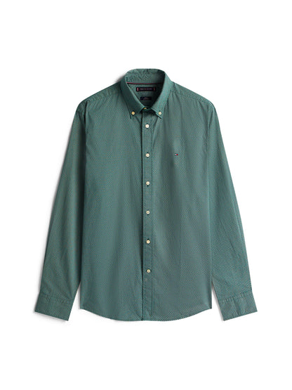 Tommy Hilfiger Flex Poplin Micro Print Shirt - Ornamental Green MW0MW40455_0H9_main_ay