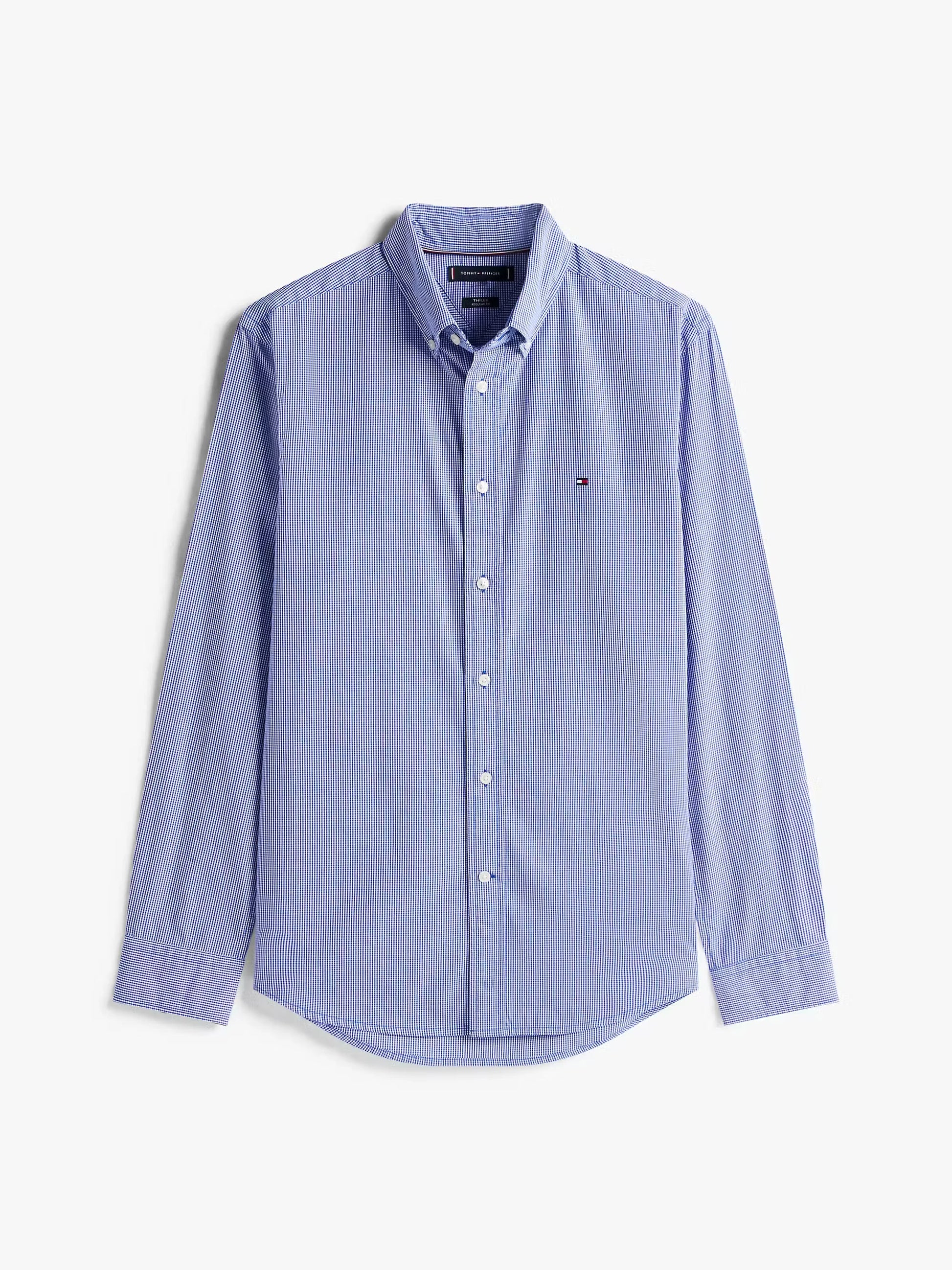 Tommy Hilfiger TH Flex Regular Fit Gingham Shirt - Wedge Blue MW0MW40457_0MS_alternate4