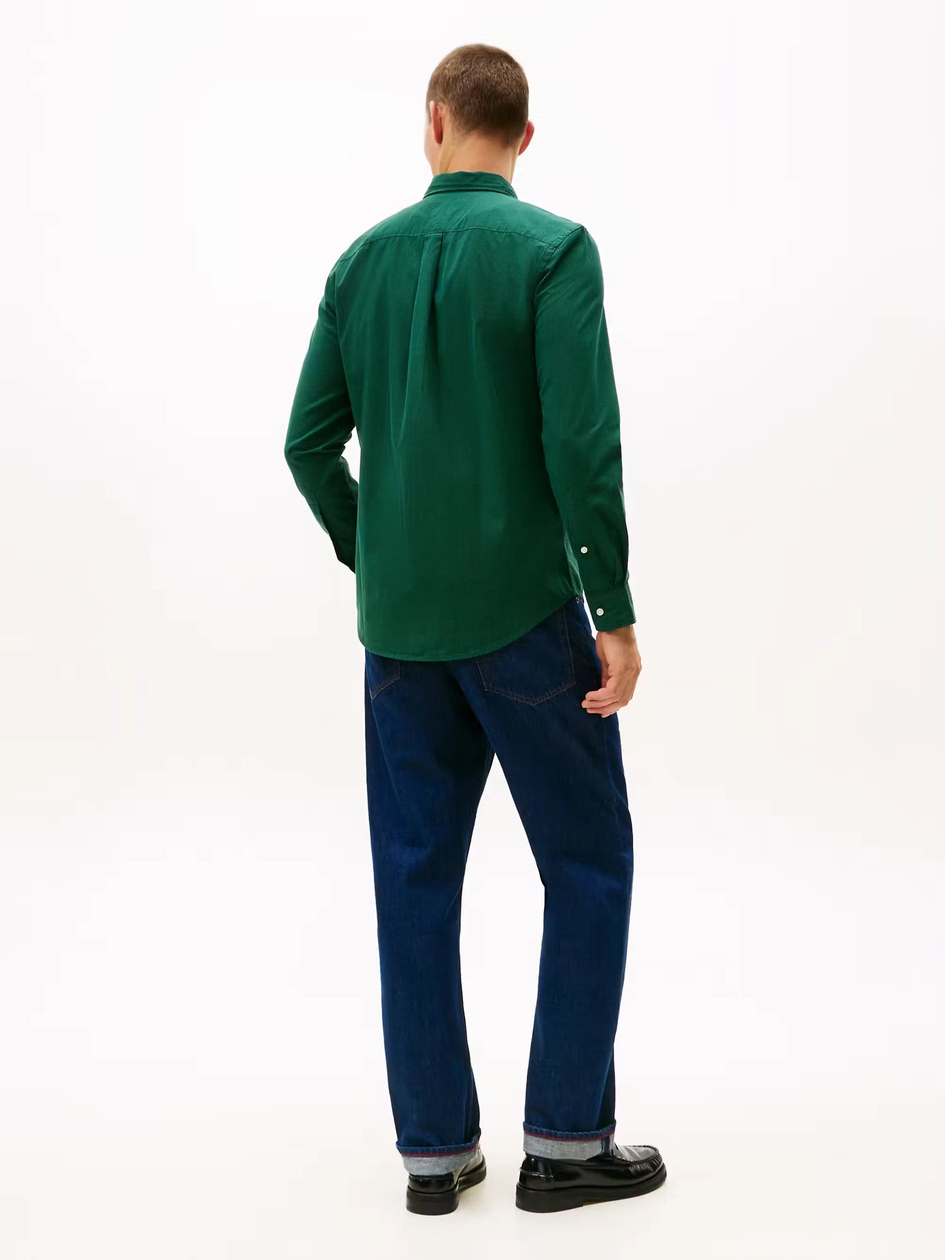 Tommy Hilfiger TH Flex Regular Fit Gingham Shirt - Ornamental Green MW0MW40457_0N5_alternate3