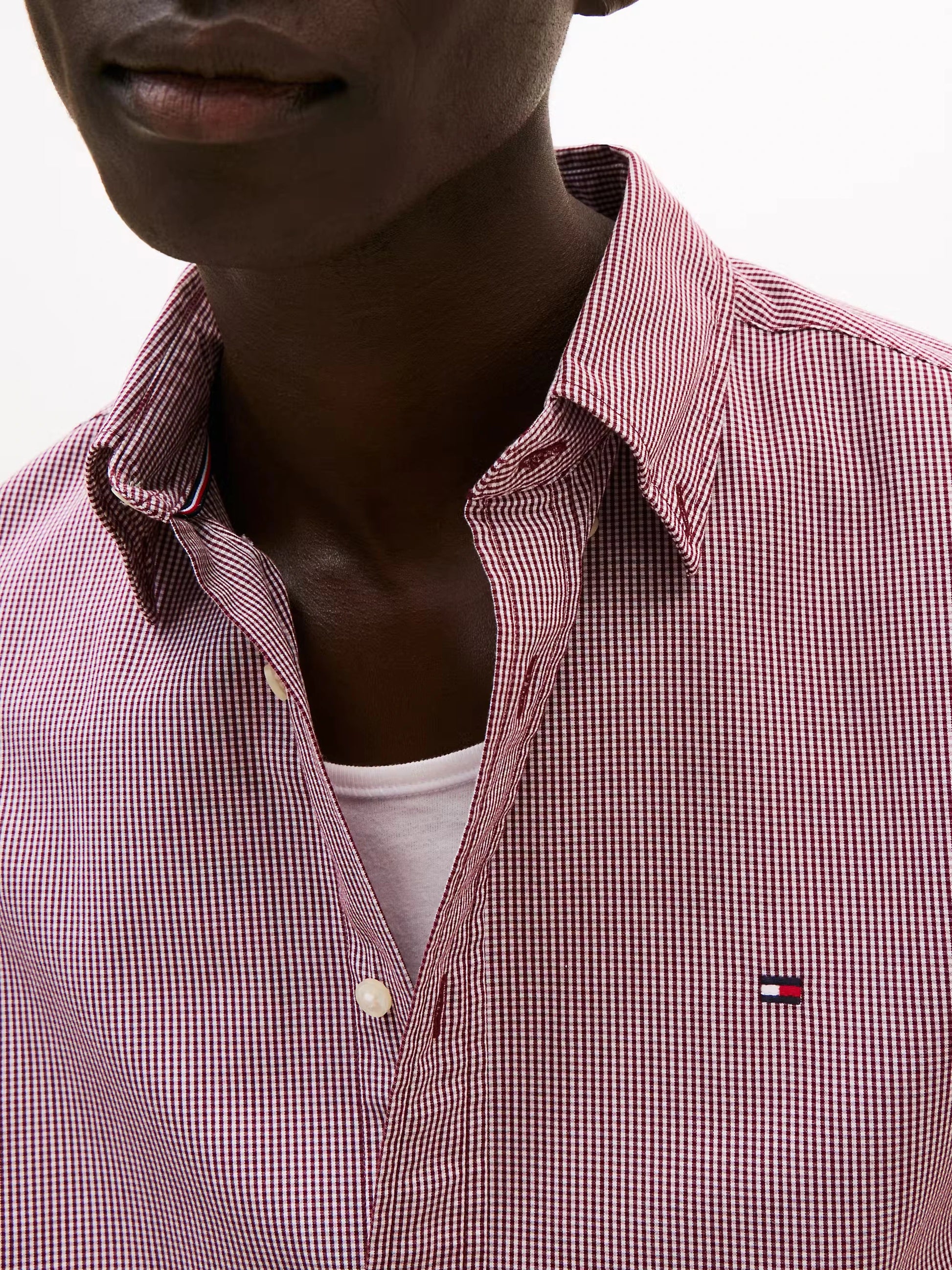 Tommy Hilfiger TH Flex Regular Fit Gingham Shirt - Deep Rouge MW0MW40457_0QJ_alternate1