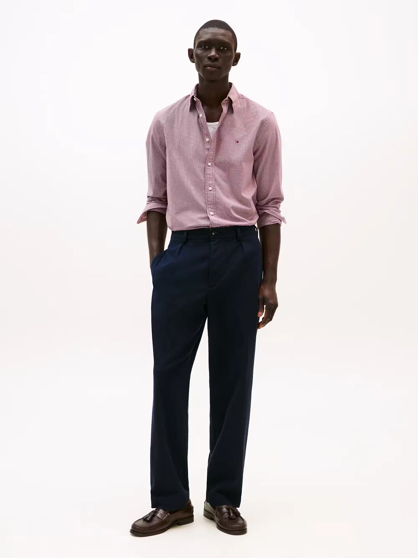 Tommy Hilfiger TH Flex Regular Fit Gingham Shirt - Deep Rouge MW0MW40457_0QJ_alternate2