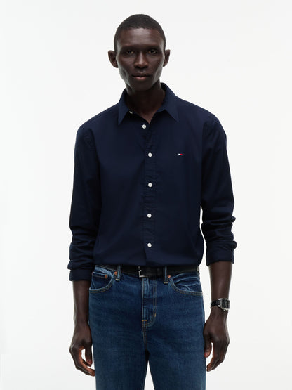 Tommy Hilfiger Flex Poplin Kent Collar Slim Shirt - Navy MW0MW40460_DW5_alternate1_ay