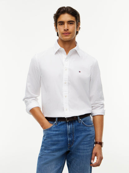 Tommy Hilfiger Flex Poplin Kent Collar Slim Shirt - White MW0MW40460_YBR_alternate1_ay