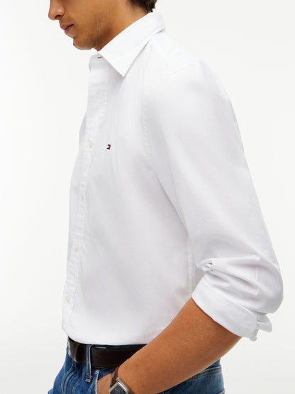 Tommy Hilfiger Flex Poplin Kent Collar Slim Shirt - White MW0MW40460_YBR_alternate3_ay