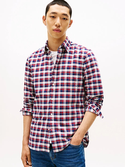 Tommy Hilfiger Regular Fit Tartan Oxford Shirt - Regatta Red MW0MW40465_0QJ_main
