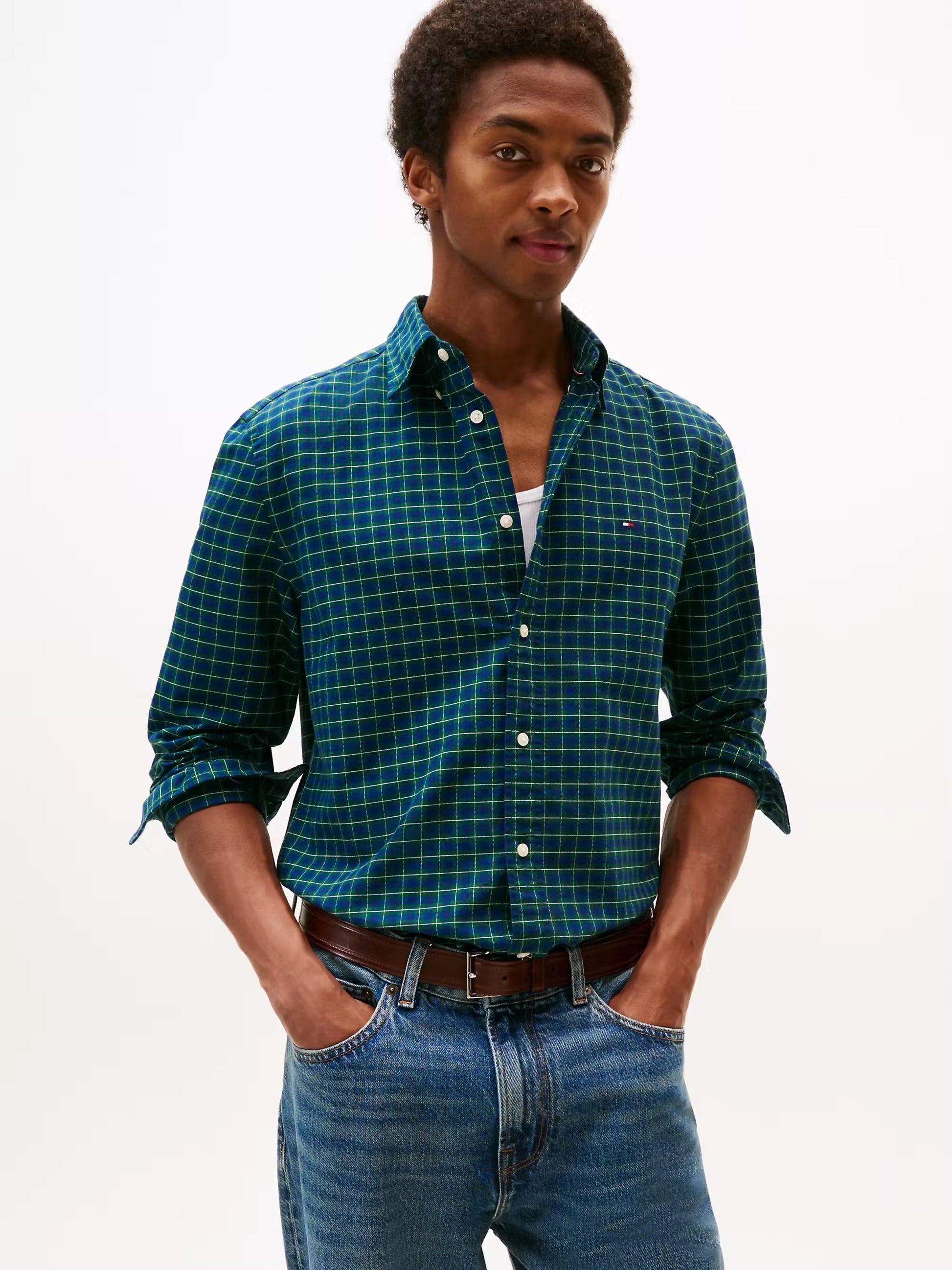 Tommy Hilfiger Heritage Oxford Seas Check Regular Fit Shirt - Preppy Navy MW0MW40467_0MS_main