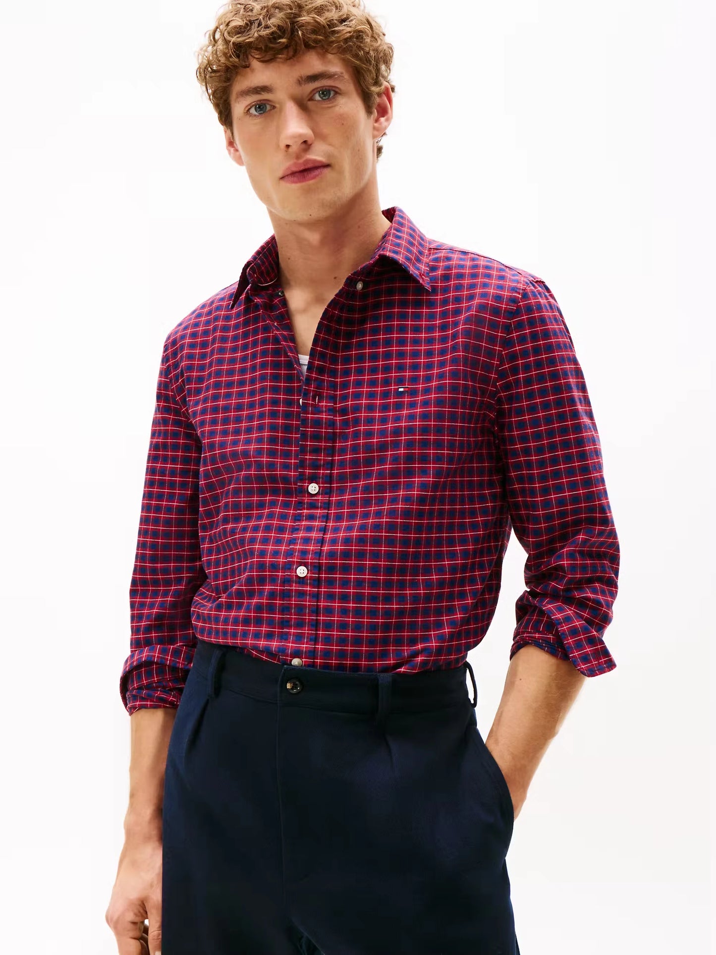 Tommy Hilfiger Heritage Oxford Seas Check Regular Fit Shirt - Regatta Red MW0MW40467_0QJ_main