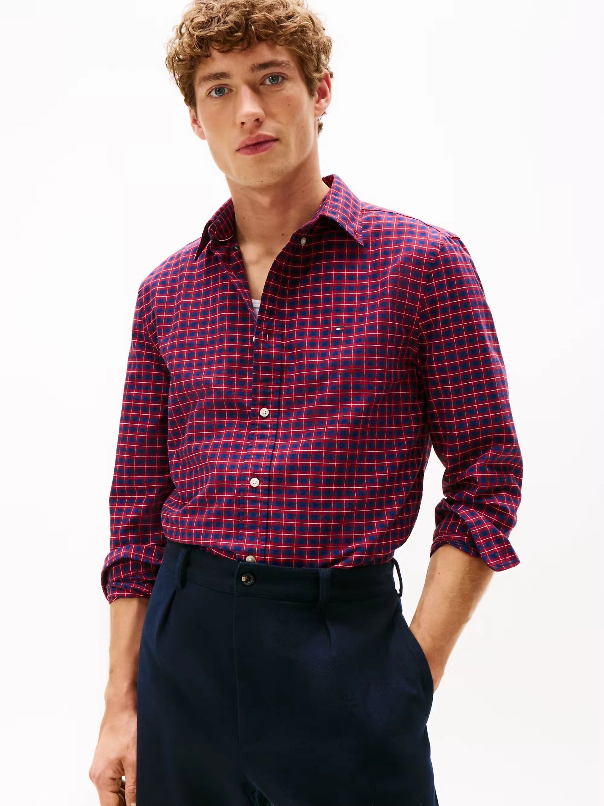 Tommy Hilfiger Heritage Oxford Seas Check Regular Fit Shirt - Regatta Red MW0MW40467_0QJ_main
