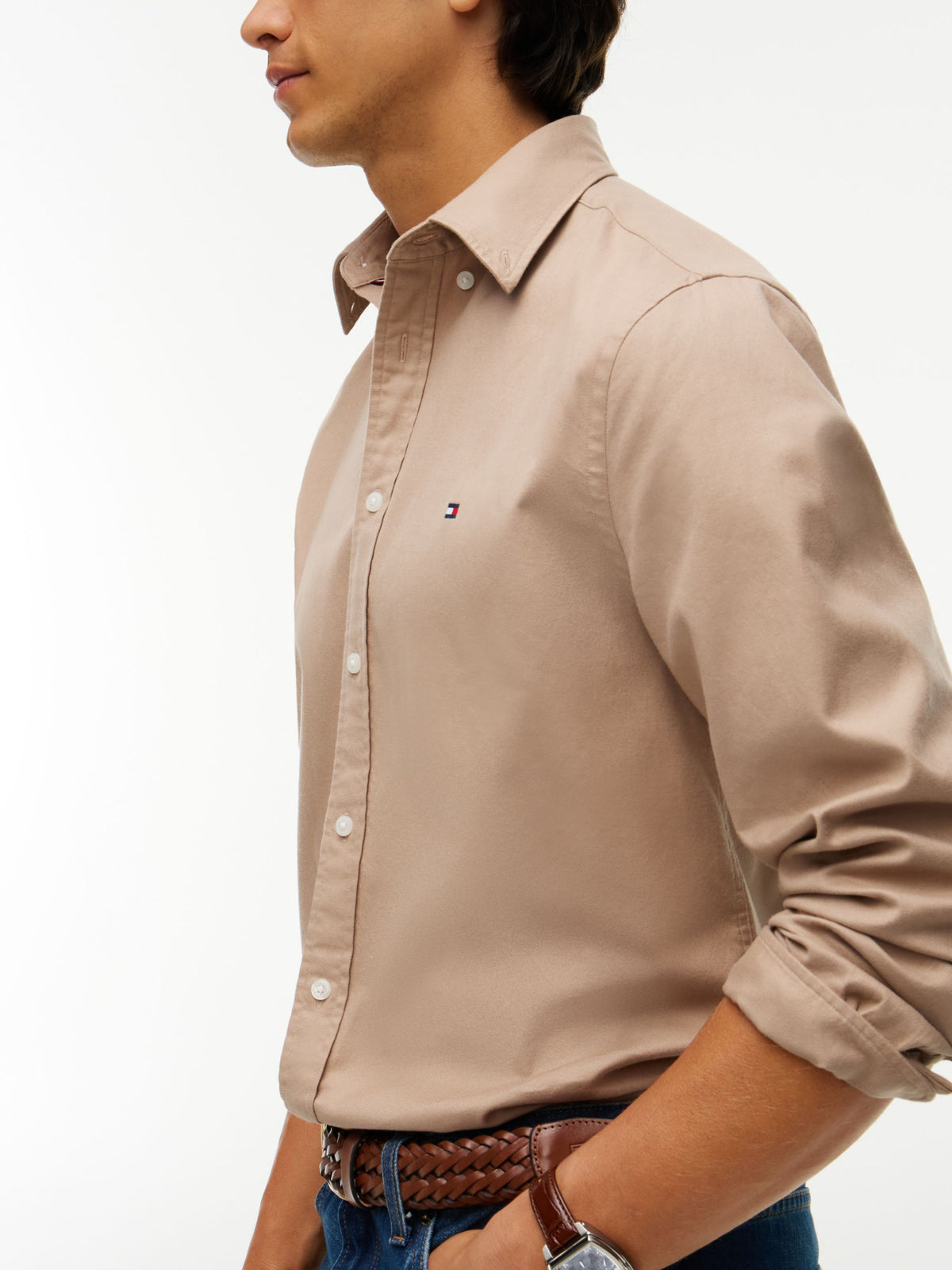 Tommy Hilfiger Flex Flannel Shirt - Coastal Taupe MW0MW40469_AFE_alternate3_ay