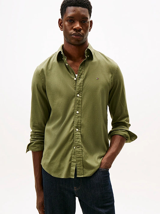 Tommy Hilfiger TH Flex Regular Fit Flannel Shirt - Battle Green MW0MW40469_PLI_main