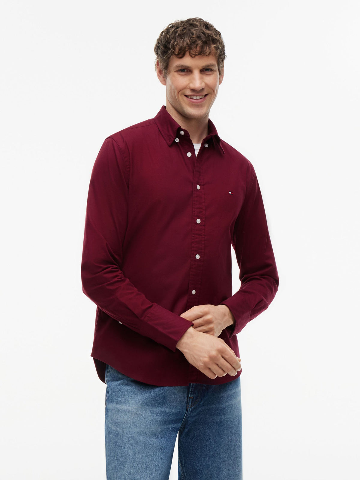 Tommy Hilfiger Flex Flannel Shirt - Burgundy MW0MW40469_VLP_alternate1_ay