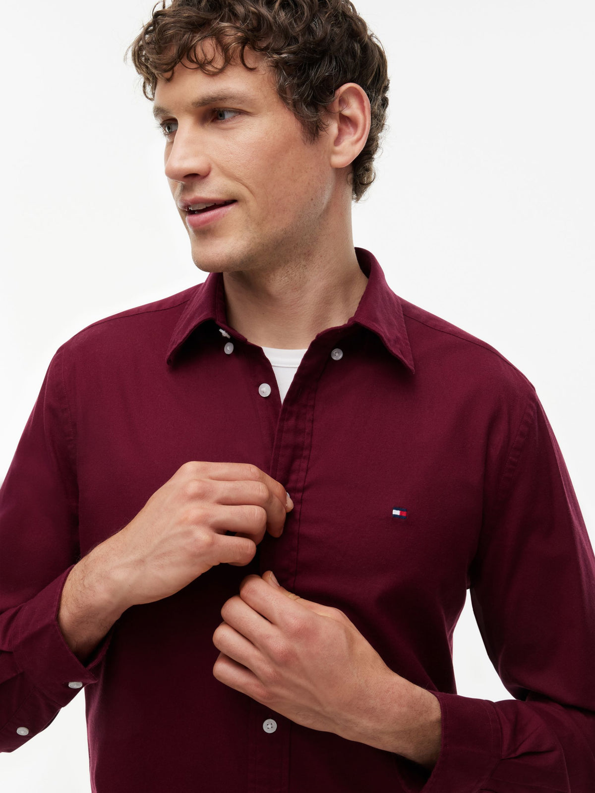 Tommy Hilfiger Flex Flannel Shirt - Burgundy MW0MW40469_VLP_alternate3_ay