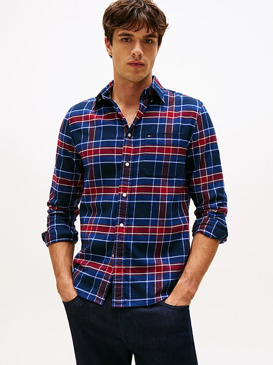 Tommy Hilfiger Regular Fit Tartan Check Shirt - Preppy Navy Check MW0MW40473_0MS_main