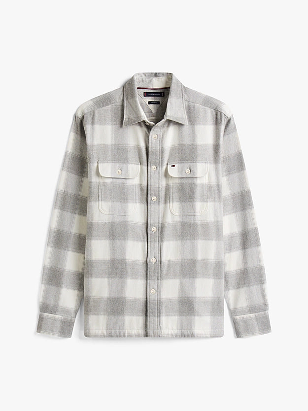 Tommy Hilfiger Relaxed Fit Check Flannel Overshirt - Light Grey MW0MW40483_0QY_alternate4
