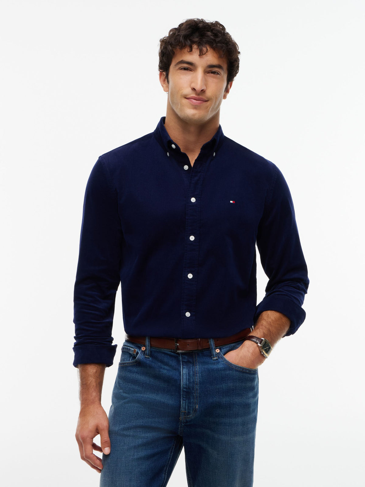 Tommy Hilfiger Corduroy Shirt - Imperial Navy MW0MW40486_BCL_alternate1_ay