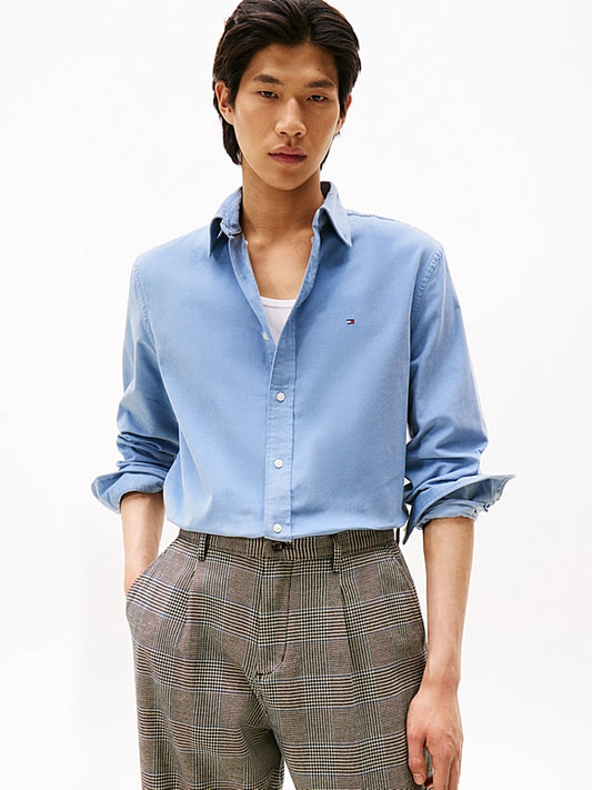 Tommy Hilfiger Regular Fit Flag Embroidery Corduroy Shirt - Brisk Blue MW0MW40486_C2B_main