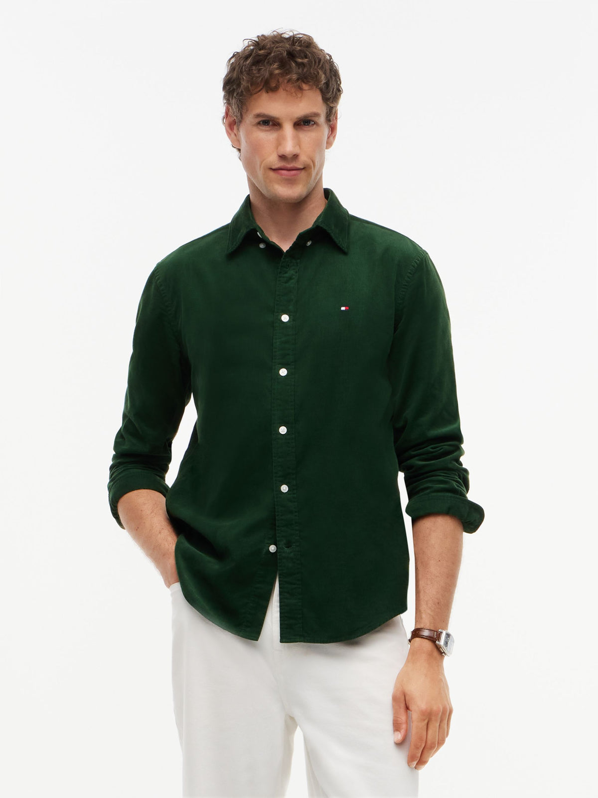 Tommy Hilfiger Corduroy Shirt - Country Green MW0MW40486_L07_alternate1_ay
