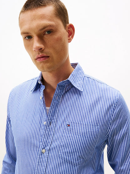 Tommy Hilfiger Regular Fit Stripe Twill Shirt - Wedge Blue Stripe MW0MW40492_0A4_alternate1