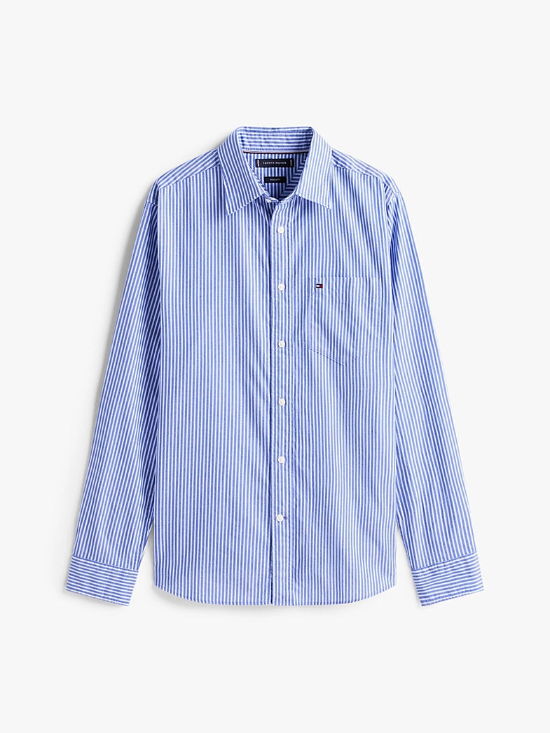 Tommy Hilfiger Regular Fit Stripe Twill Shirt - Wedge Blue Stripe MW0MW40492_0A4_alternate4