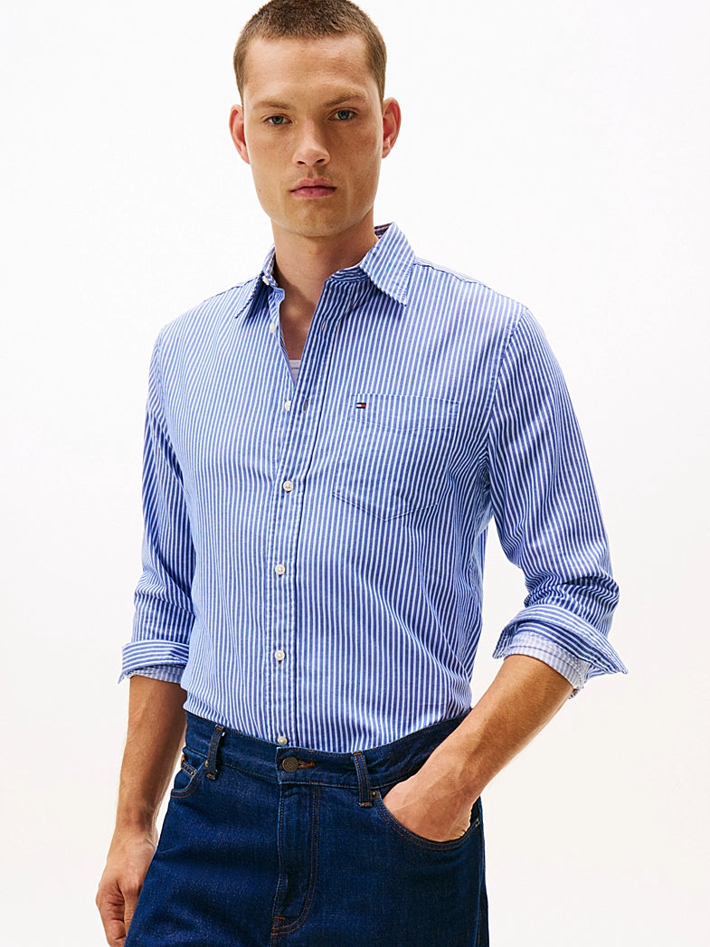 Tommy Hilfiger Regular Fit Stripe Twill Shirt - Wedge Blue Stripe MW0MW40492_0A4_main