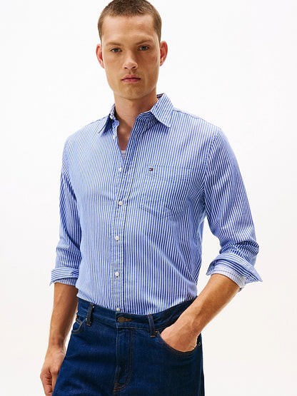 Tommy Hilfiger Regular Fit Stripe Twill Shirt - Wedge Blue Stripe MW0MW40492_0A4_main