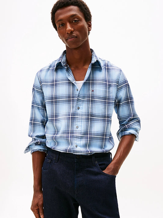 Tommy Hilfiger Regular Fit Check Twill Shirt - Light Blue Heather MW0MW40510_0MS_main