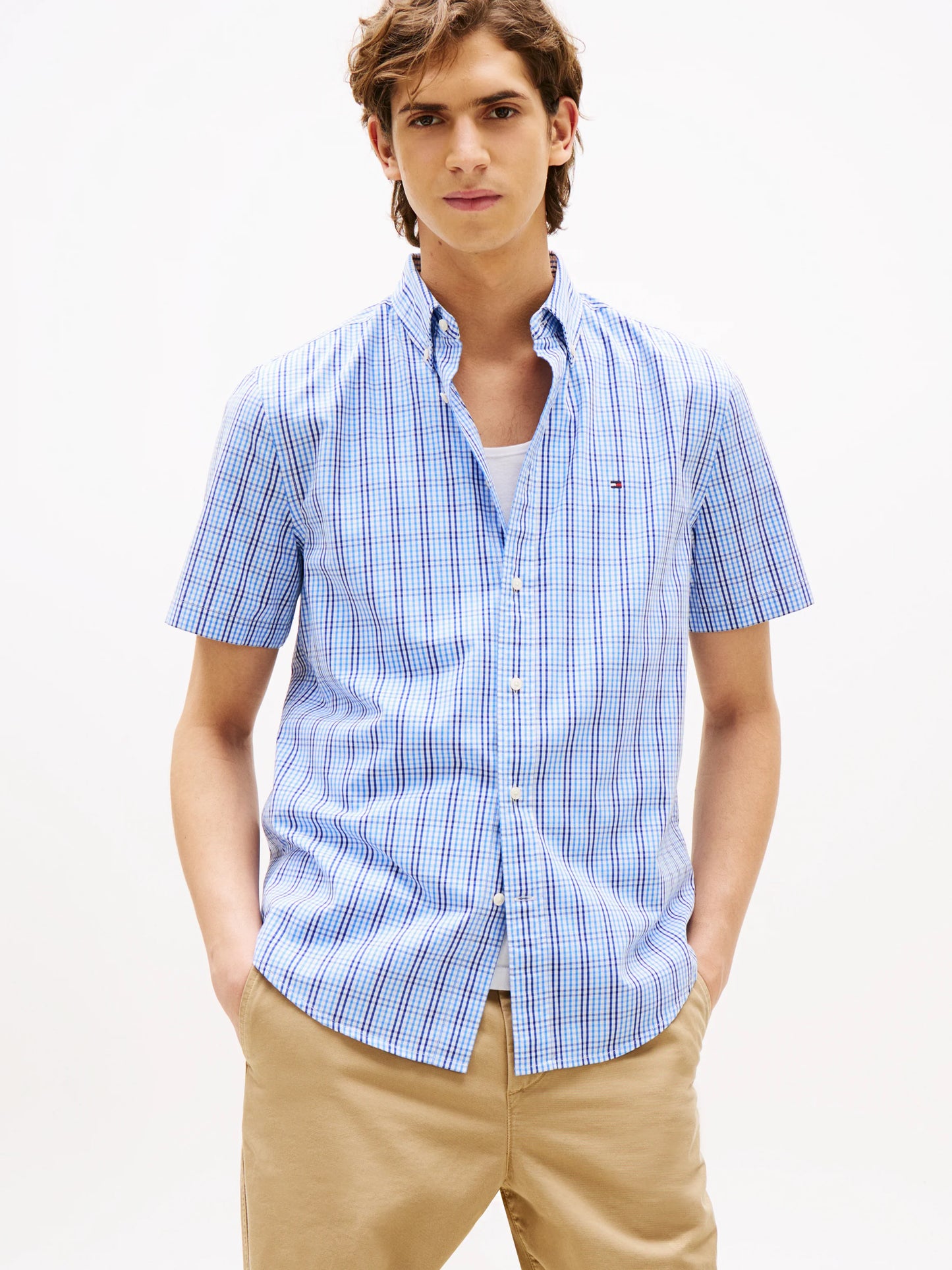 Tommy Hilfiger Americana Check Short Sleeve Shirt - Blue MW0MW40577-0MS-1