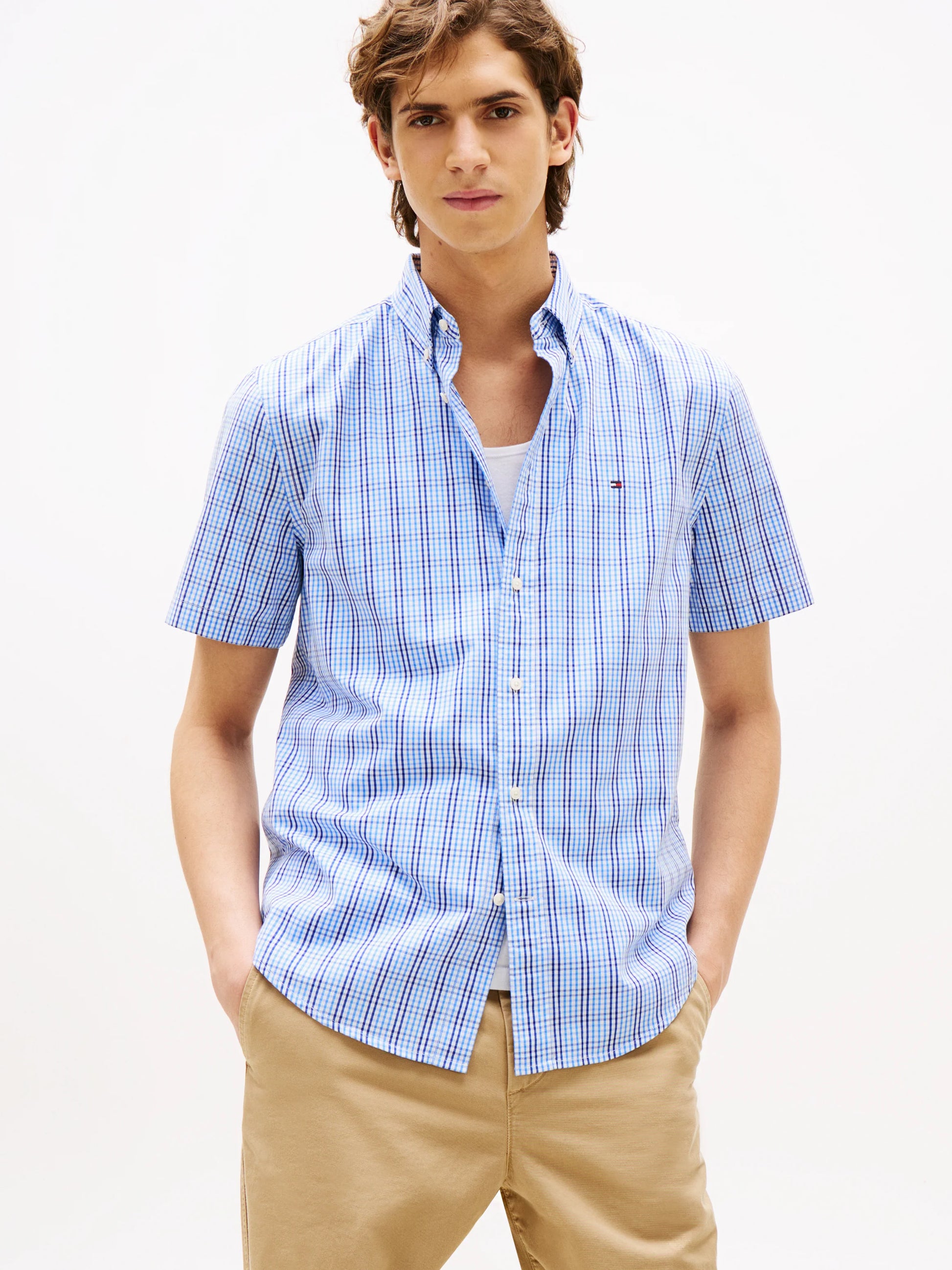 Tommy Hilfiger Americana Check Short Sleeve Shirt - Blue MW0MW40577-0MS-1