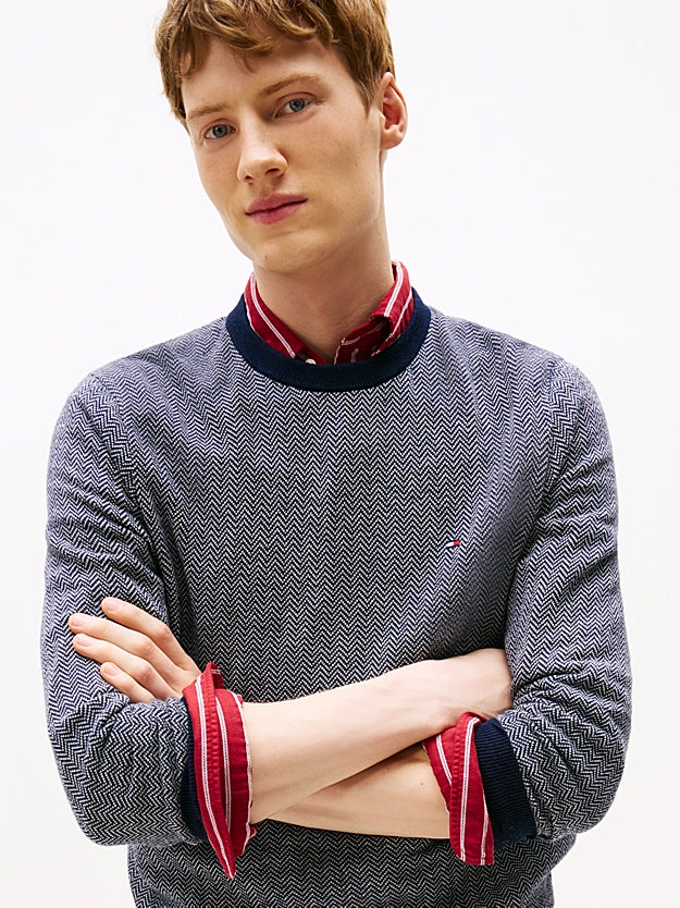 Tommy Hilfiger Herringbone Knit Jumper With Cashmere - Navy MW0MW41319_0A4_alternate1