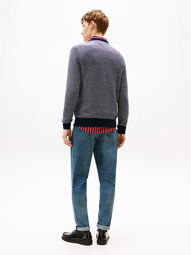 Tommy Hilfiger Herringbone Knit Jumper With Cashmere - Navy MW0MW41319_0A4_alternate3