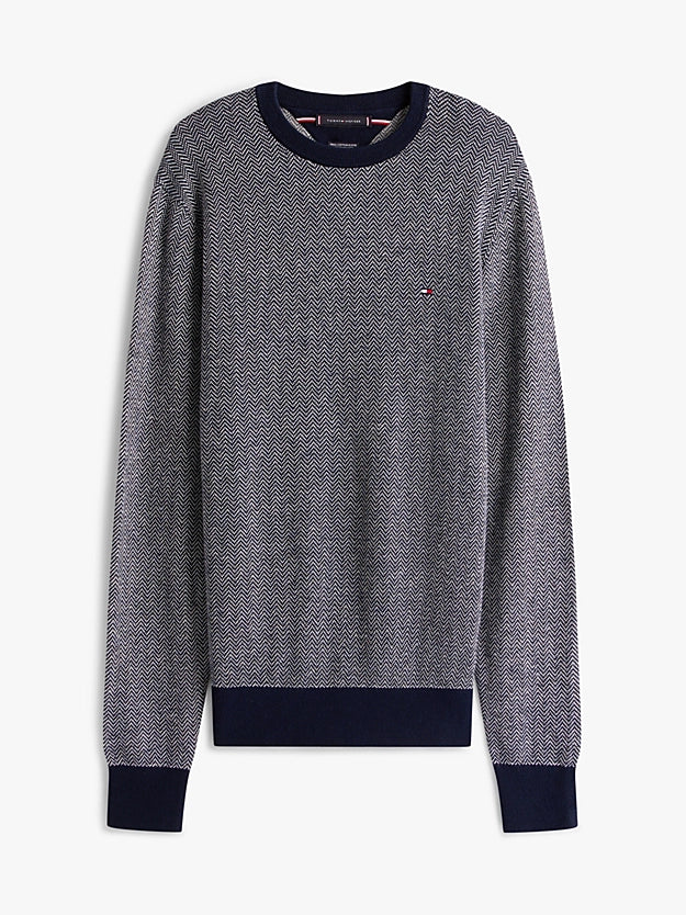 Tommy Hilfiger Herringbone Knit Jumper With Cashmere - Navy MW0MW41319_0A4_alternate4