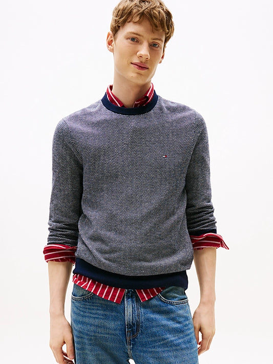 Tommy Hilfiger Herringbone Knit Jumper With Cashmere - Navy MW0MW41319_0A4_main