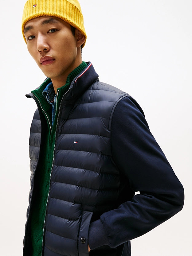 Tommy Hilfiger Mixed Texture Quilted Zip-Thru Sweatshirt - Navy Blue MW0MW41329_DW5_alternate1