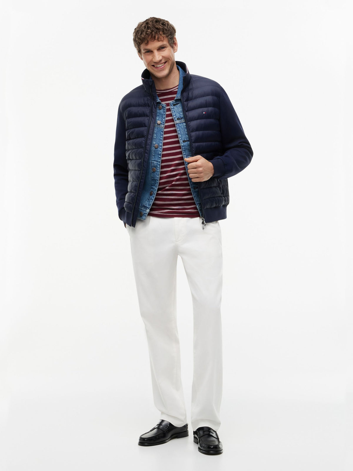 Tommy Hilfiger Mixed Texture Quilted Zip-Thru Sweatshirt - Navy MW0MW41329_DW5_alternate2_ay