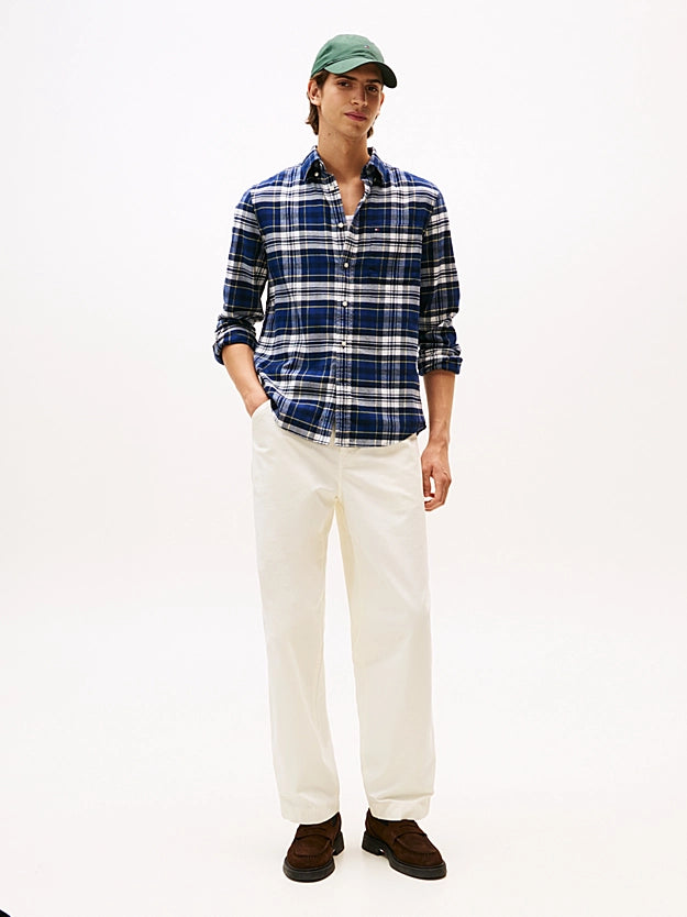 Tommy Hilfiger Regular Fit Tartan Check Flannel Shirt - Preppy Navy Check MW0MW41345_0MS_alternate2