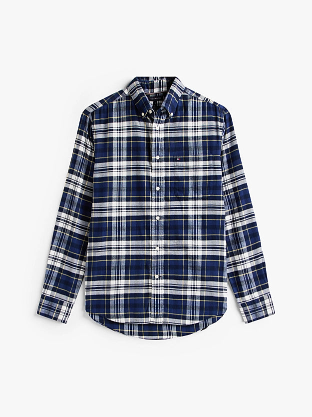 Tommy Hilfiger Regular Fit Tartan Check Flannel Shirt - Preppy Navy Check MW0MW41345_0MS_alternate4