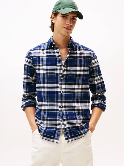 Tommy Hilfiger Regular Fit Tartan Check Flannel Shirt - Preppy Navy Check MW0MW41345_0MS_main