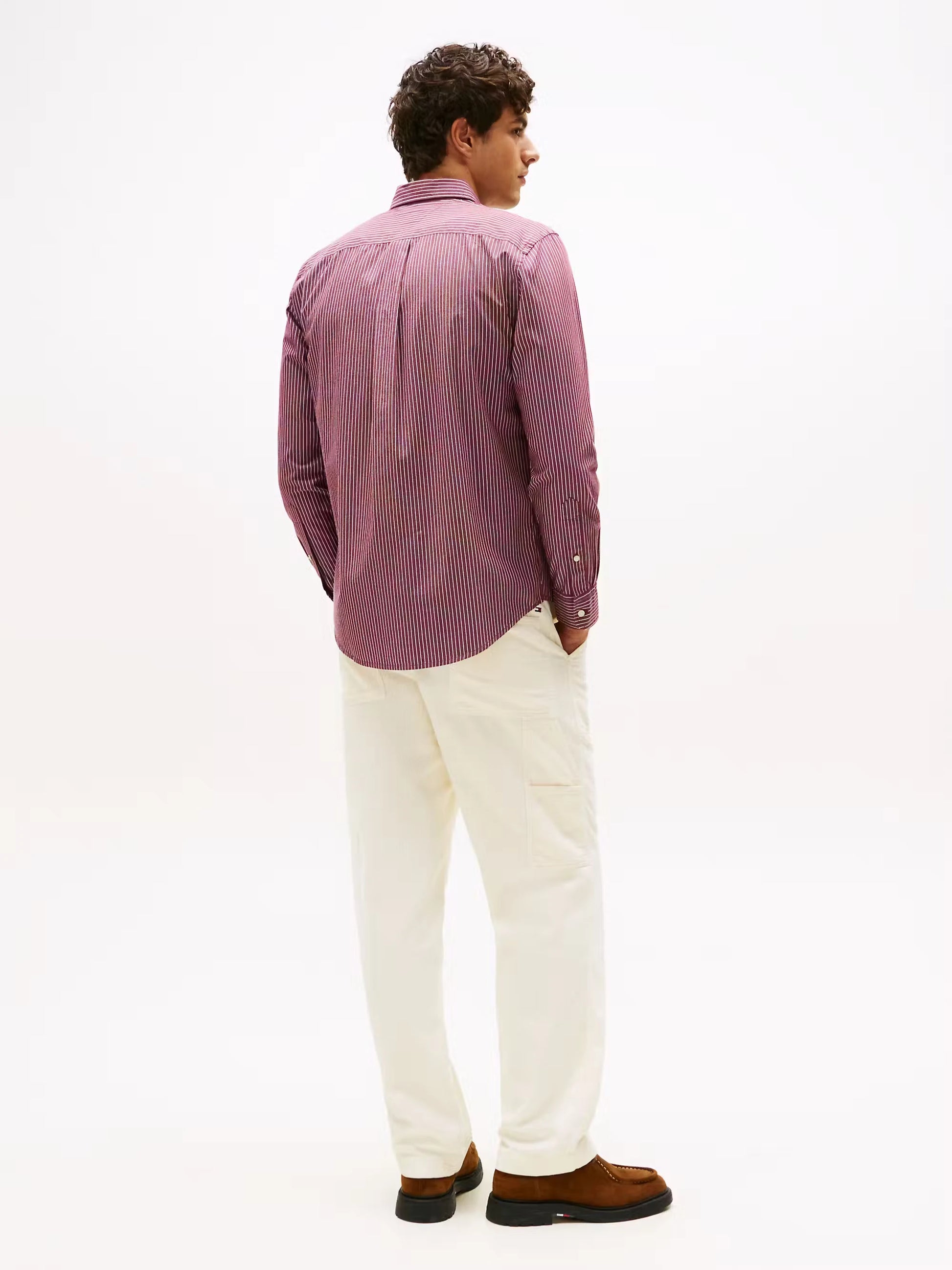 Tommy Hilfiger TH Flex Regular Fit Pinstripe Shirt - Deep Rouge MW0MW41399_0EV_alternate3